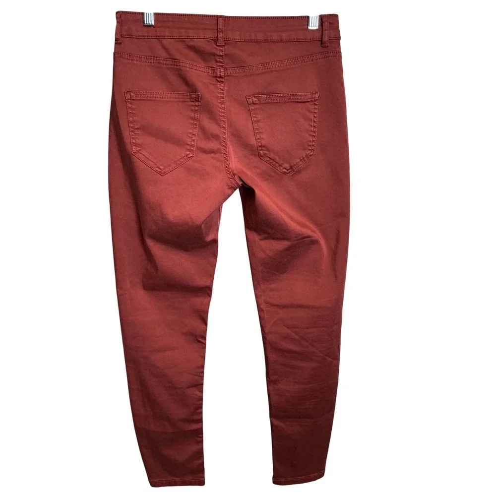 Calzedonia Women's Red Casual Pants Size‎ M High Rise Stretchy Denim Jeans